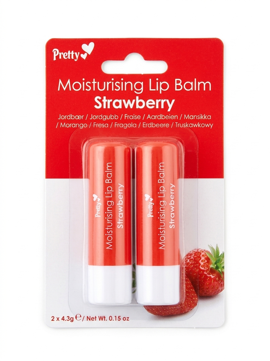 2 Pack Strawberry Lip Balm (12 Pcs)